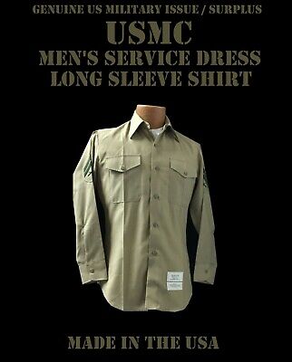 US MARINE CORPS LONG SLEEVE MAN'S KHAKI DRESS SHIRT USMC US MARINE CORPS LONG SLEEVE MAN'S KHAKI DRESS SHIRT USMC