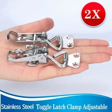 2X Stainless Steel Toggle Clamp Anti-Rattle Hatch Latch Fastner Polished-Small