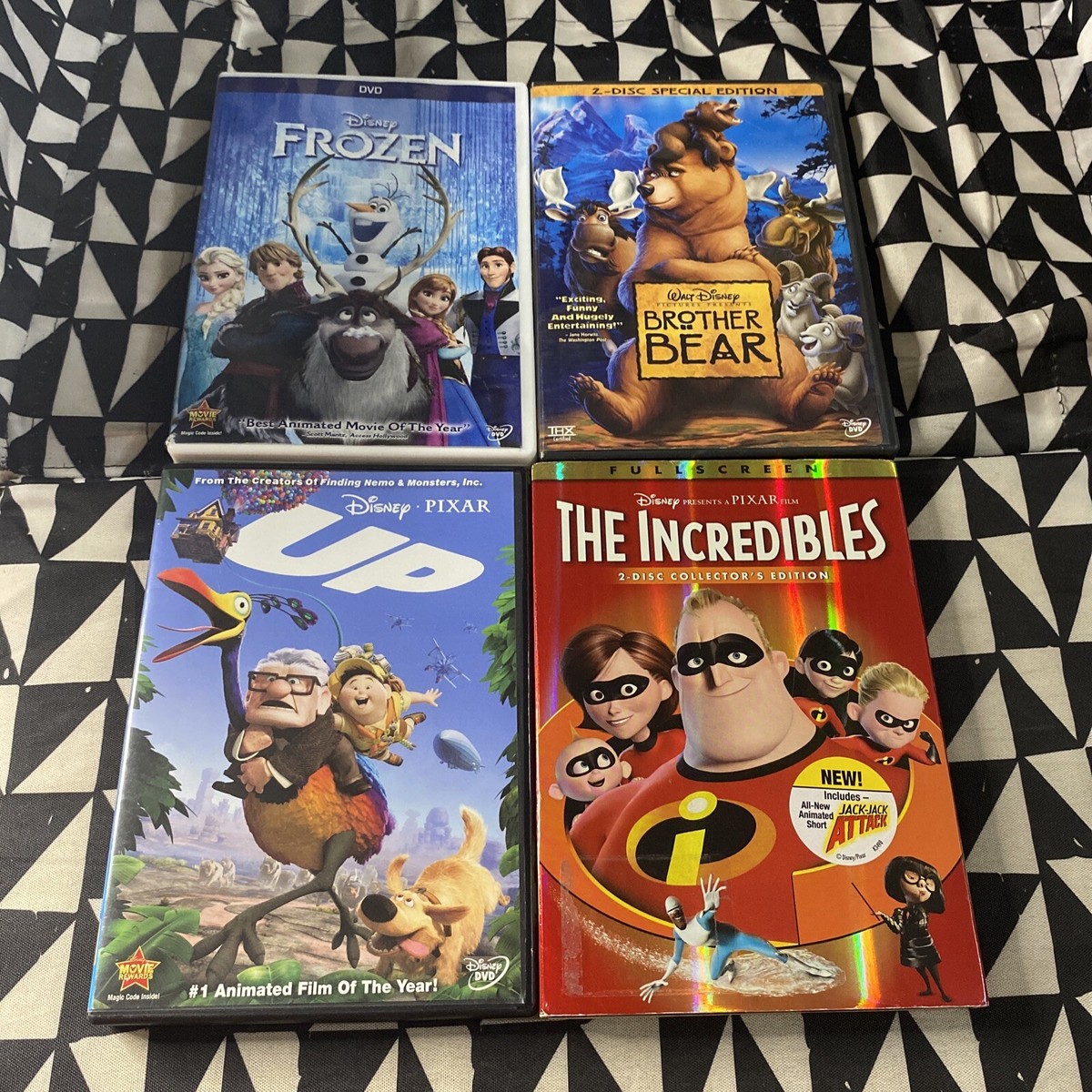 Disney Dvd Lot 4: Frozen Brother Bear Up The Incredibles