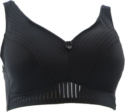Rhonda Shear 2Pc Striped Mesh Pin-Up Bra Remove Pads Black Beige S NWOT (533)