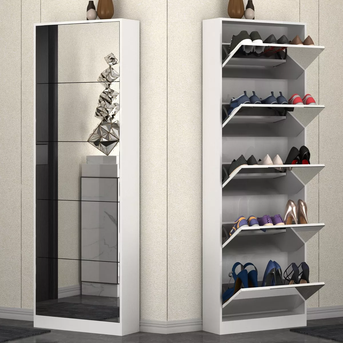 Shoe Storage Cabinet with Full Length Body Mirror, Entryway shoe  Rack,Bedroom