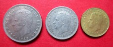 SPAIN THREE COLLECTABLE 1980 VINTAGE  25 - 5 & 1 GOOD GRADE  KING CARLOS 1 COINS