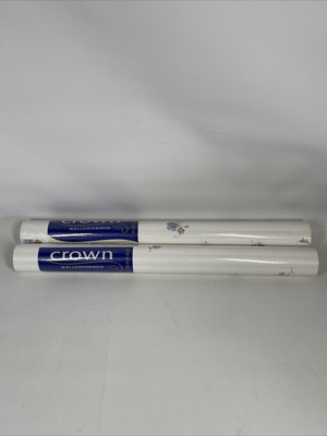 CROWN WALLCOVERING Floral Weiß Tapete #88037 x 2 Rollen
