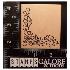 DENAMI DESIGN RUBBER STAMPS CHRISTMAS POINSETTIA HOLLY VINES BERRIES CORNER 186