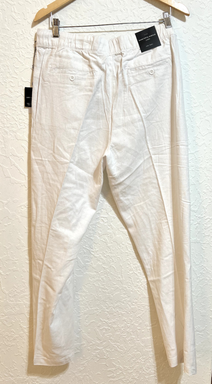 NWT Men's White Linen Pants L SAKS FIFTH AVE Travel Beach