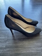 Nine West Women's Black Faux Leather Platform Pumps Size 6M Almond Toe