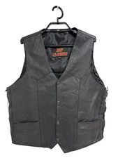 Men's leather vest hot leathers snap closure with pockets size XXL