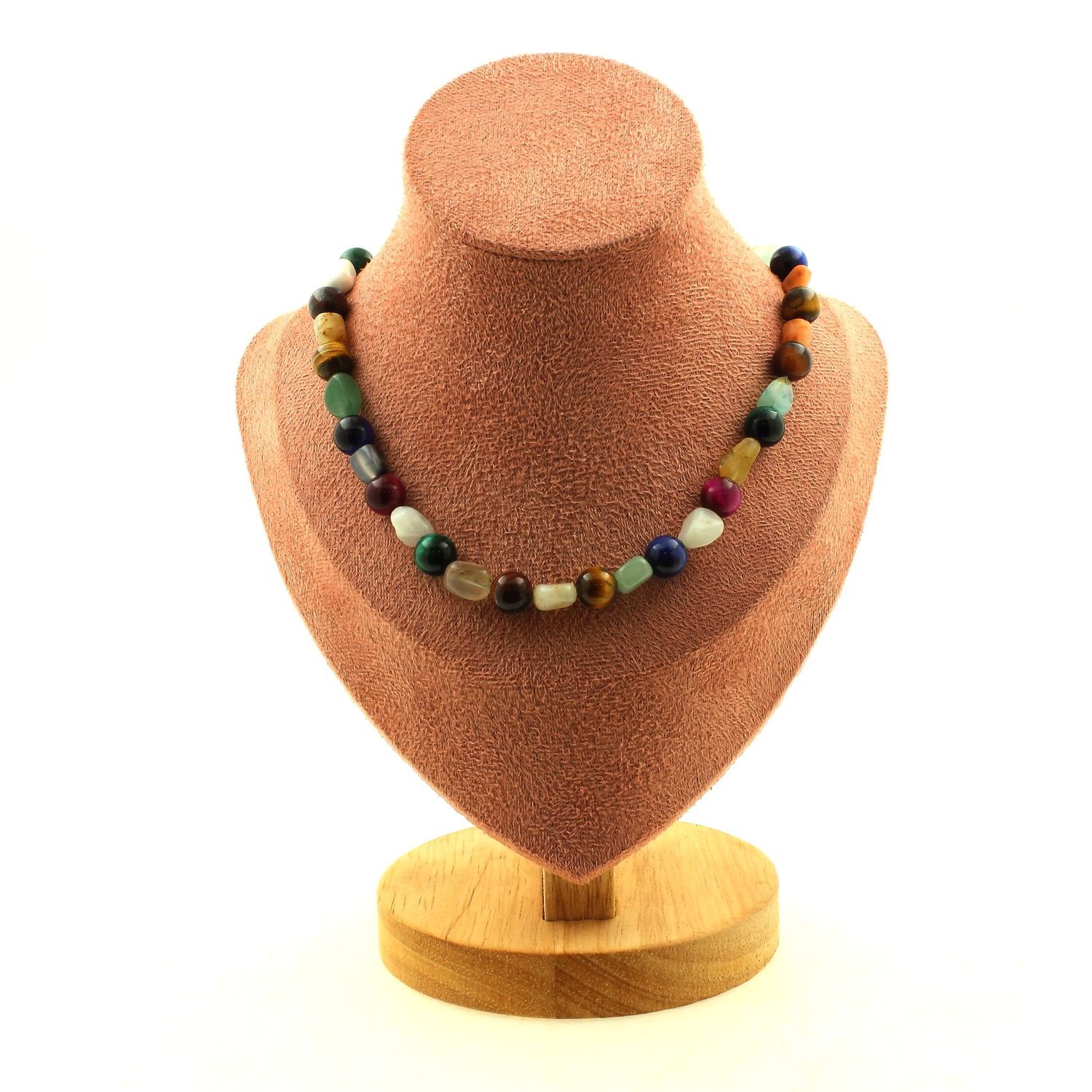 Collier opale multicolore d'Australie perles naturelles oeil de tigre mixte