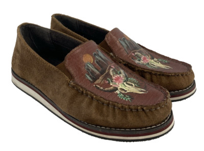 Roper Women's Brown Leather Suede Cow Skull Filly Steer Shoes Rarely Worn 6.5