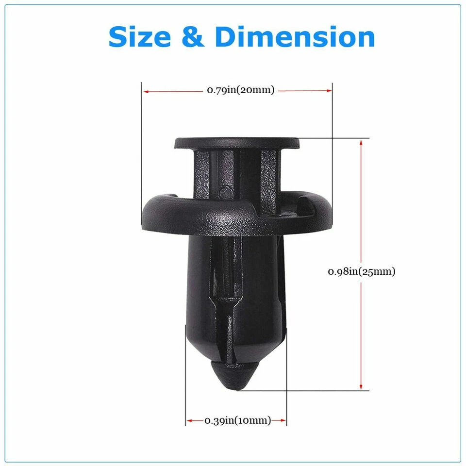 120Pcs Bumper Clips 10mm Hood Fender Push Rivets Retainer Fasteners for Honda - Image 2 of 4