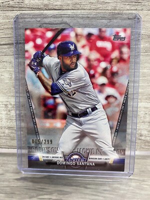 2018 Topps Salute Black Domingo Santana /299 Milwaukee Brewers #TS