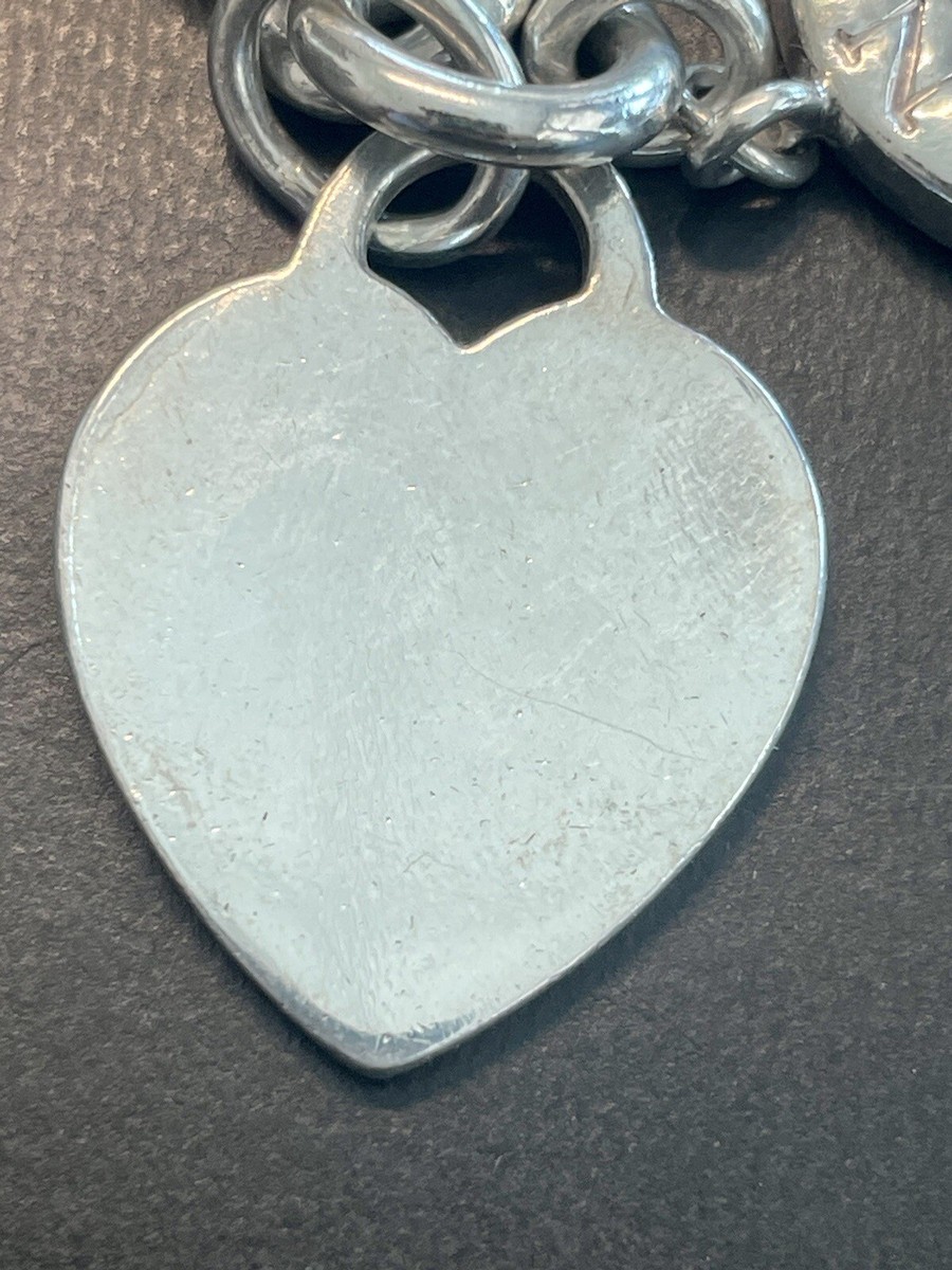 Tiffany & Co Sterling Silver Heart Tag Charm Toggle Clasp Bracelet