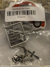 GANZ HANGING SILVER METAL CAR CHARM Never Drive Faster than your Angel...