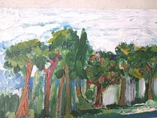 original art paintings Acrylic Paper Abstract 6"x9" Wild Skies Over the Forest 