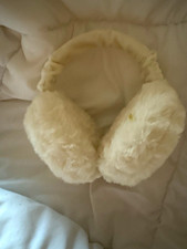 White Faux Fur Earmuffs One Size Unisex Adult Solid Ear Warmer Winter