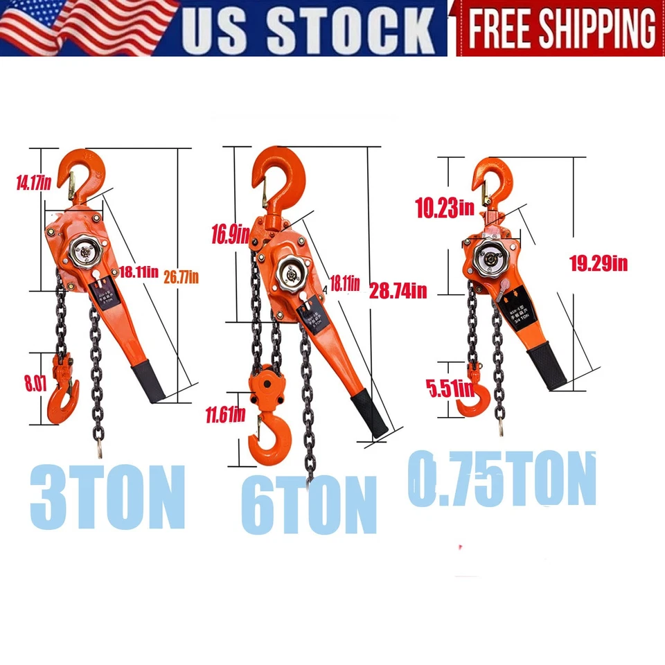 Polipasto de cadena de palanca de trinquete, polipasto de palanca manual 6T 6600 lb con freno de doble trinquete Foto 2 de 4