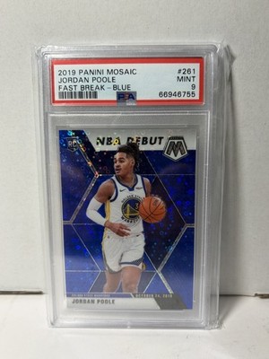 2019 Panini Mosaic Jordan Poole Fast Break Blue #261 56/85 PSA 9 Basketball Card