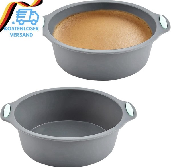 2 StüCk Silikon Backform Rund Kuchen 19,5 X 17,5 X 5,5 Cm 6 Zoll Antihaft-image