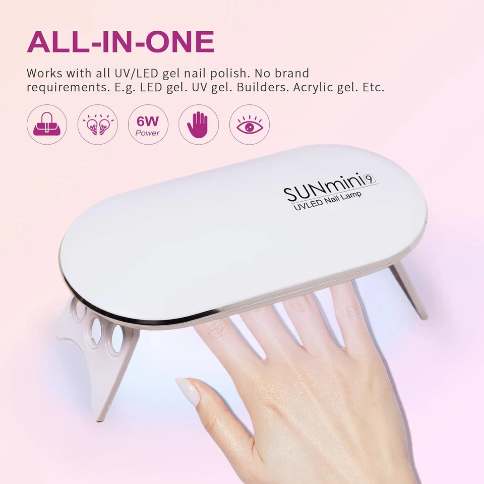 Lámpara de uñas UV plegable con 9 cuentas 365+405Nm - Luz de gel USB de bajo calor para esmalte Foto 4 de 4