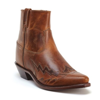 Bottes Western Old West En Cuir Véritable - Bottes Basses Avec Fermeture éclair, Style Cowboy - Neuf Avec Emballage