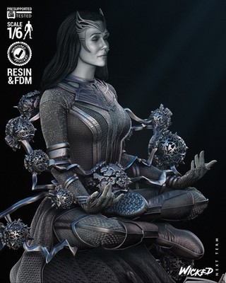Scarlet Witch 2, Marvel, 1/4-1/24, Sculpture, Figur, Unbemalt, 3D-Druck, Wicked