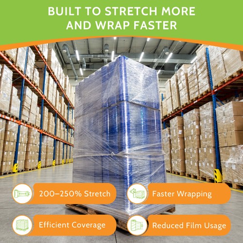 Clear Machine Pallet Wrap Stretch Film, 12 in. x 6000 Ft, 80 Gauge, 80 ...