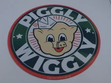 Piggly Wiggly Round 8x8 Tin Sign Retro Grocery Pig Logo Metal Decor