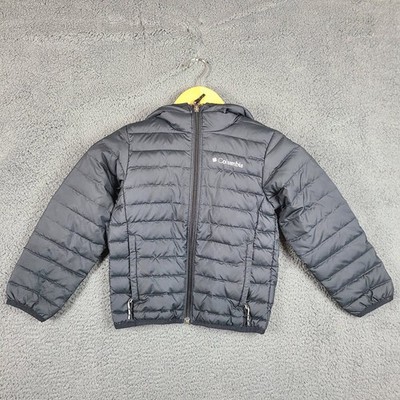 Columbia Kids Black Hooded Puffer Jacket Down Fill XY0046 XS