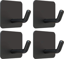 Adhesive Hooks for Shower Wall, Heavy Duty, Black, 4 Pcs  Metal Material, Compa