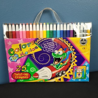 Vintage Colors in Motion 25 twist-up crayons made in Korea 1998 Globe Chemical