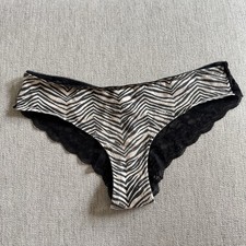 RARE Vintage Victoria Secret PINK zebra Lace Back Low Rise Hipster Large Panties