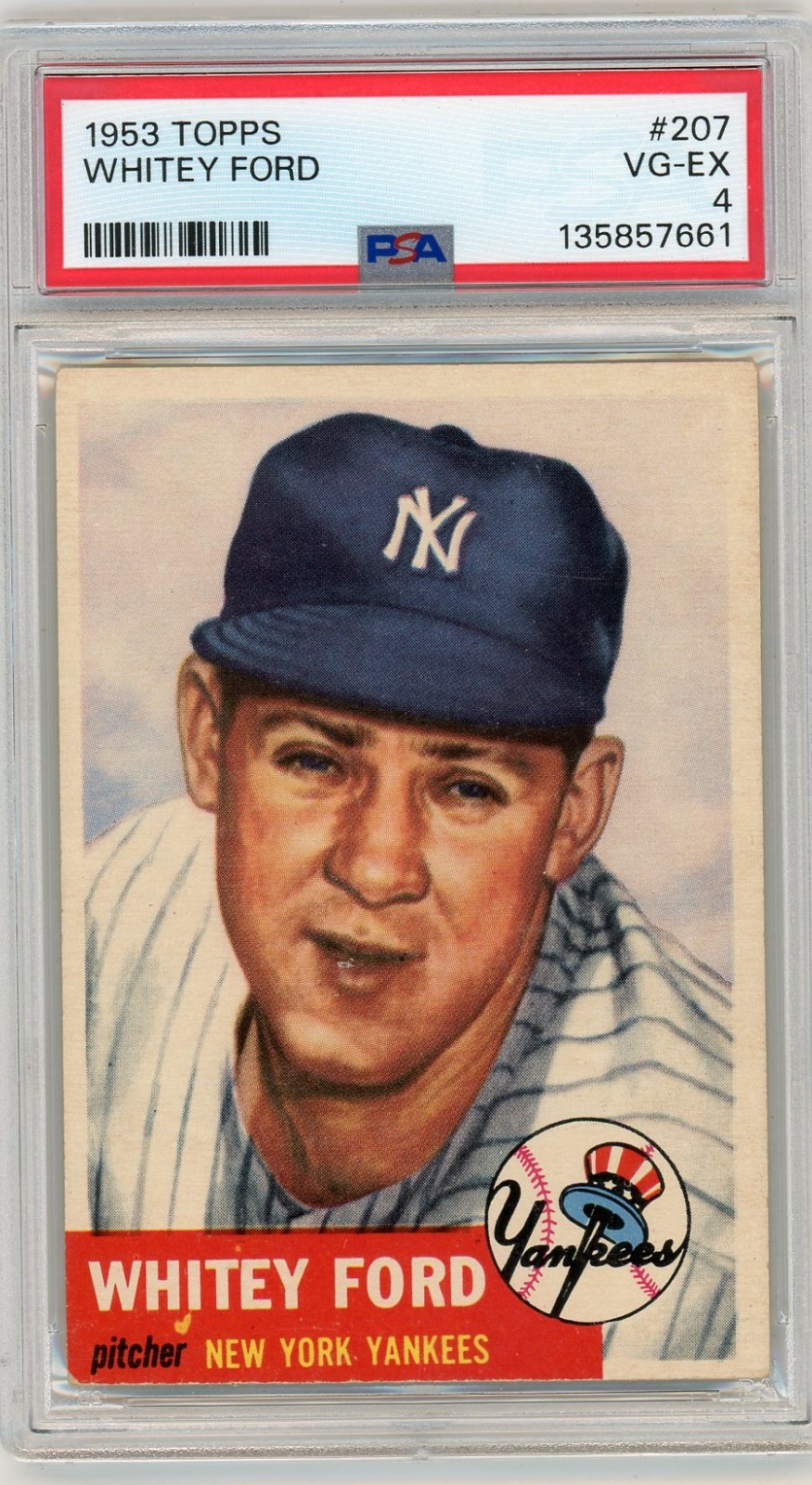1953 Topps Baseball Whitey Ford #207 New York Yankees HOF PSA 4 VG-EX
