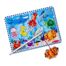 Melissa  Doug Magnetic Wooden Fishing Game and Puzzle With Wooden Ocean...