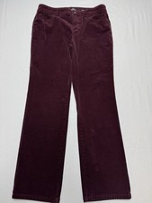 St. Johns Bay Burgundy Corduroy Straight Leg Elastic Waist Pants Women's 10P