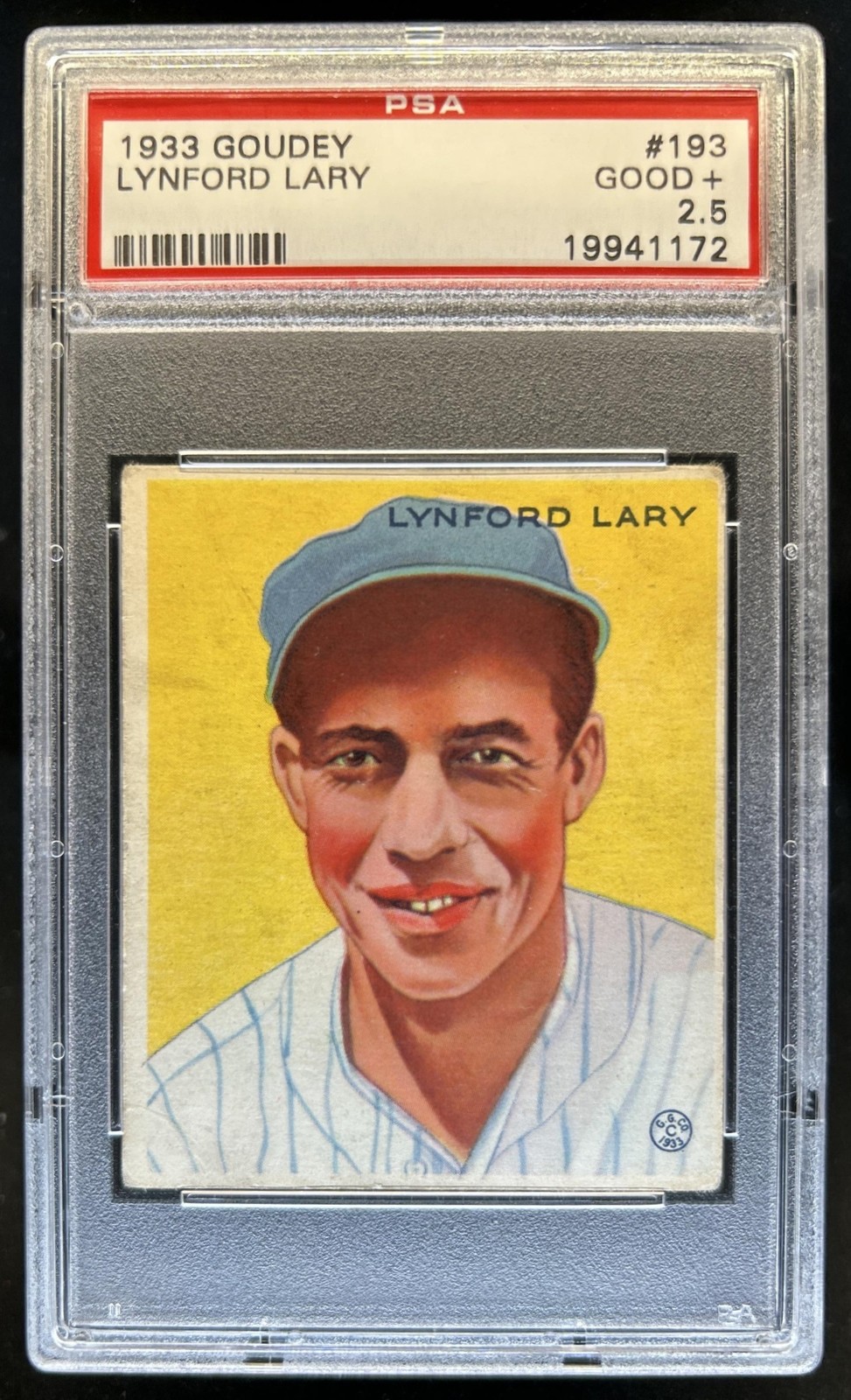 1933 Goudey R319 Lyn Lary Rookie RC #193 New York Yankees PSA 2.5