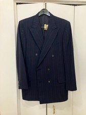Ermenegildo Zegna Neiman Marcus Double Breasted Men's 40 Blazer, Gray Pinstriped