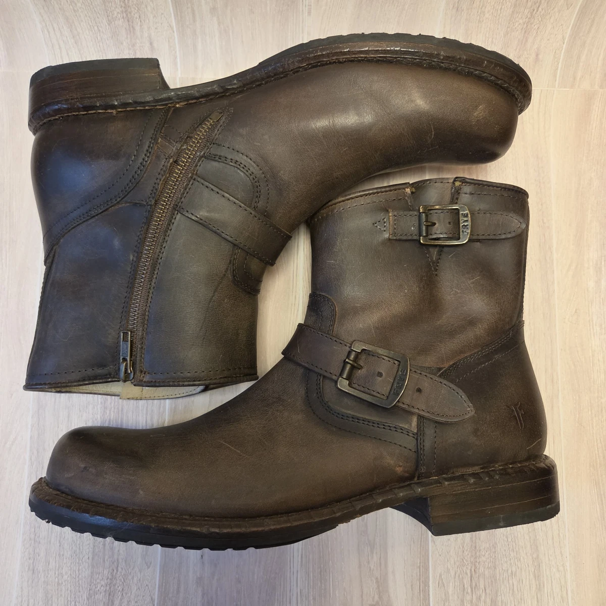 Frye Chris Inside Zip Suede Boot Mens 10D Wide Minimalist Ankle Leather Wheat Frye Zip Boots for Men for sale | eBay main image 4
