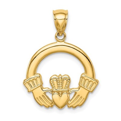 14K Gelbgold Claddagh Form Charm Anhänger passend für Mama