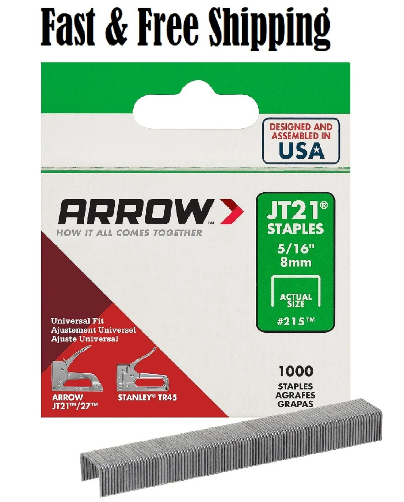 Arrow 215 JT21 Thin Wire Staples for Staple Guns and Stapler