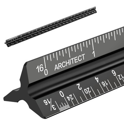 Architectural Scale Ruler, Imperial Measurements Architect(Aluminum), Black 