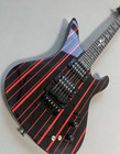 Black Red Synyster Gates Style Electric Guitar Striped Floyd Rose Tremolo
