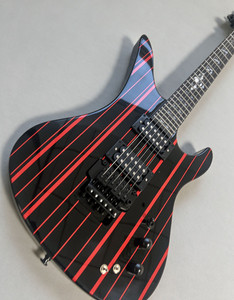 Black Red Synyster Gates Style Guitar électrique rayé Rose Tremolo