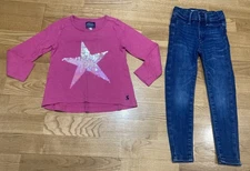 Girl's Joules & Old Navy Outfit sz 5 - Pink Star Top w/Ballerina Jeans