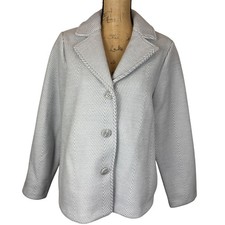 NWT Joie Herringbone Short Pea Coat 3 Button Front Wool Blend Gray White Medium