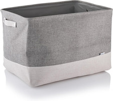 Minky Large Fabric Basket, 73L Hamper Basket for Multi Storage, Grey Washing Bas