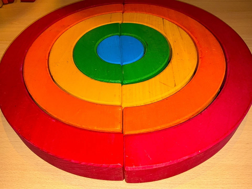 Grimm‘s Baukasten, Regenbogen, Waldorf, Montessouri, Holzbausteine, gebraucht - Bild 2 von 4