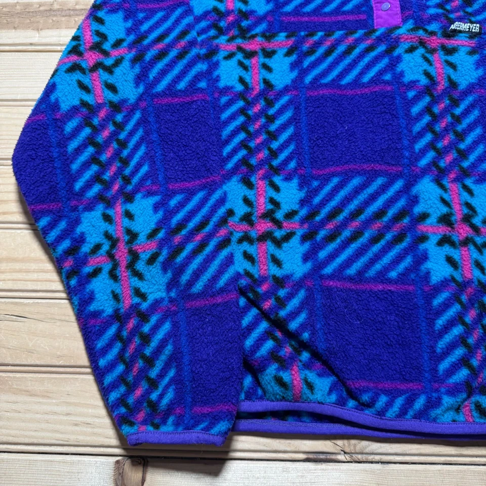 Vintage 90s Geometric Mock Neck Fleece Pullover Hiking Skiing Jacket USA - Small - Image 4 of 4