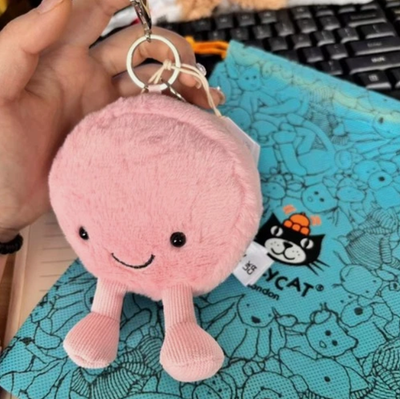 Jellycat Amuseables Pink Mia Macaron Bag Charm Plush Keychain Toy