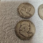 FRANKLIN HALF DOLLARS LOT OF 10 COINS  $5 FACE VALUE  90% SILVER
