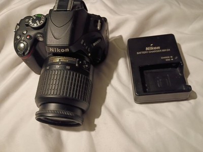 Nikon D5100 DSLR Camera + Nikon DX 18-55mm Lens + MH-24 Charger Tested Working